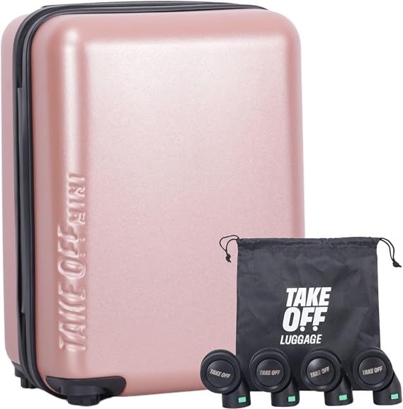 Take OFF Luggage Personal Item Suitcase Expandable with Removable Wheels Converts from Carry-On into Under the Seat Luggage and fits Airline Sizers, Rose, 16 Inch - MINI