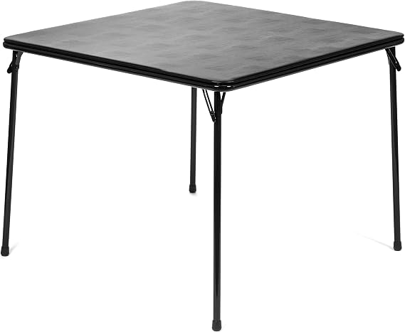 Square Folding Card Table (38") - Easy-to-Use Collapsible Legs for Portability and Storage - Vinyl Upholstery for Convenient Cleaning - Steel Construction, Wheelchair Accessible (Black)