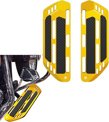 POWER JAMES Gold Big Riders Floorboard Footrest Foot Padel Pad Compatible with 2018-2025 Harley Davidson Fat Boy, Softail Slim, Deluxe, Sport Glide, Heritage Softail Classic
