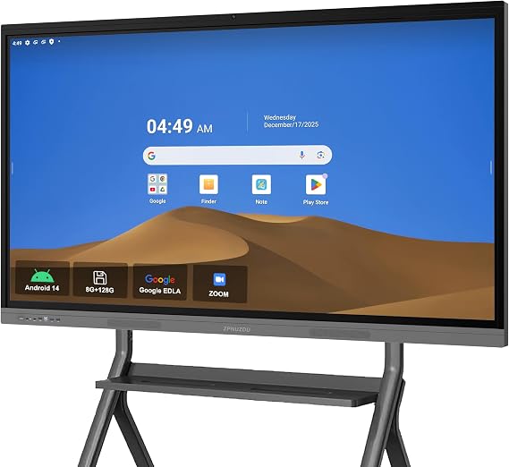 65" 4K Smart Board,Google EDLA Certified with 50MP AI Camera,40-Point Touch Digital Whiteboard,Android 14, 8+128GB,SmartBoard for Classroom Office Home(Wall Mount Included) (65 Inch)