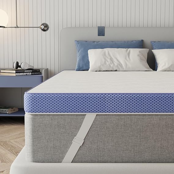 BedsPick Twin XL Mattress Topper College Dorm, 3 Inch Memory Foam Cooling Gel Bed Foam Mattress Topper for Pain Relief, Dorm Room Essential, Washable Cover, Non-Slip Elastic Band, CertiPUR-US