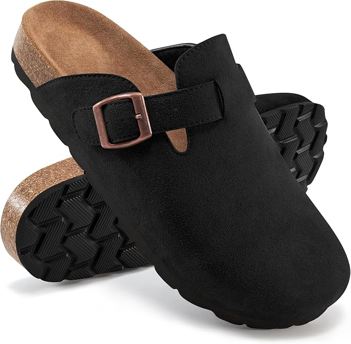 Alicegana Suede Clogs for Women Comfort Mules: Cork Footbed Potato Shoes Slip on Casual Summer Closed Toe Walking Sandals 2026