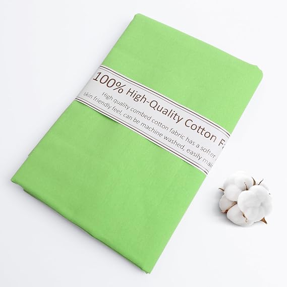 Fluorescent Green Cotton Fabric, Natural 100% Cotton Poplin Fabric by The Yard 59 Inches Wide Lining Fabric for Sewing Apparel Cloth Soft Embroidery Quilting, 1 Yard
