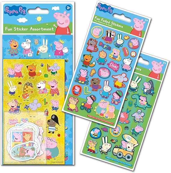 Peppa Pig Sticker Bundle Pack | Big Bundle for Scrapbooking and Decoration | Reusable on Non-Porous Surfaces, 24.5cm x 11cm