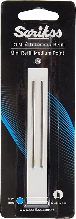 Scrikss D1 Mini Tükenmez Refil 2'li Blister Mavi