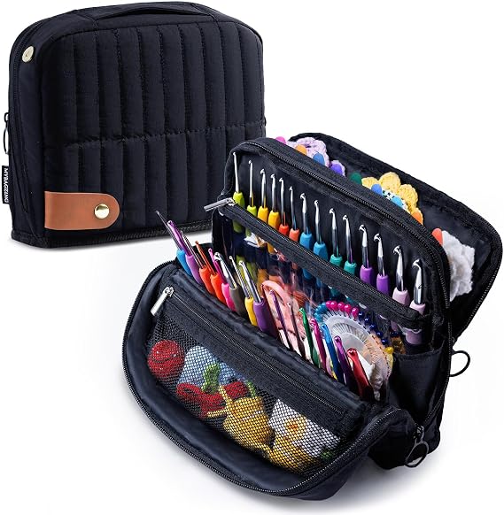 MYBAGZING Puffy Crochet Hook Case, Stand-Up Organizer for Hooks up to 7"