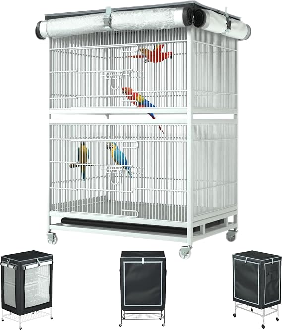 Large Bird Cage Cover - 600D Cage Covers for Night, Good Night Bird Cage Cover for Large Birdcage,Indoors or Outdoors (M)