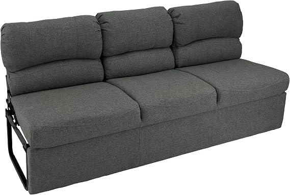 RecPro 62" RV Jackknife Sleeper Sofa with Drop-Down Console | Cloth Fabric | 2 Colors to Choose from | Furniture for RV and Camper (Fossil Cloth)