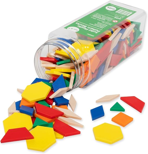 edxeducation Plastic Pattern Blocks, Set of 250, Early Geometry Skills