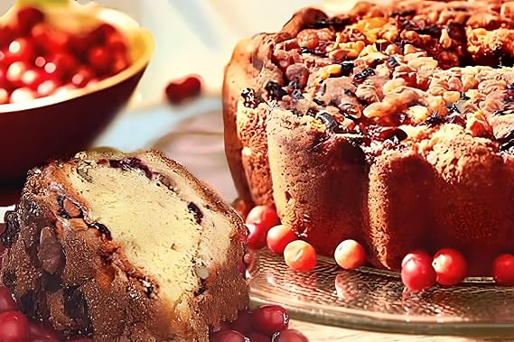 My Grandma's Cape Cod Cranberry Coffee Cake - Moist & Fresh - Kosher Certified - Naturally Sweetened Trans Fat-Free Coffee Cakes Cinnamon Walnut Streusel 1.75 Pounds