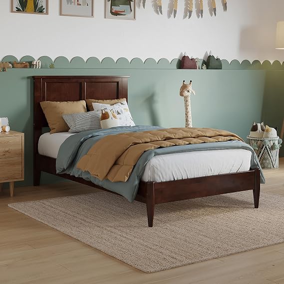 AFI, Charlotte Twin Solid Wood Low Profile Platform Bed, Walnut
