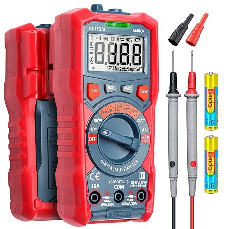 AstroAI M4K0R 4000 TRMS Dijital Multimetre, Voltmetre, Polimetre, AC/DC Akım, AC/DC Gerilim, Direnç, Frekans, Kapasitans, Süreklilik, Test Diyotları için Test Cihazı Sayımları