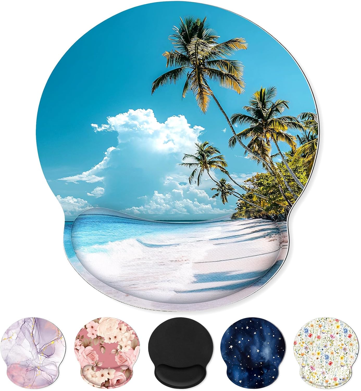 Ergonomic Mouse Pad with Wrist Rest, Small Mousepad with Non-Slip Rubber Base and Smooth Surface, Beach Mouse Pads for Desk, Office Desk Accessories