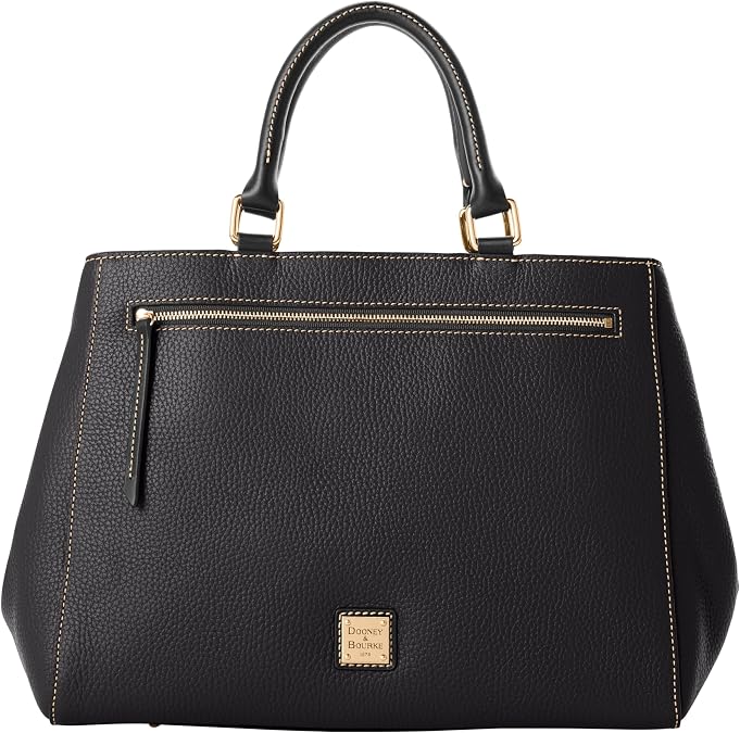 Dooney & Bourke Satchel Bags for Women, Pebble Grain Leather Zip Handbag with Crossbody Strap