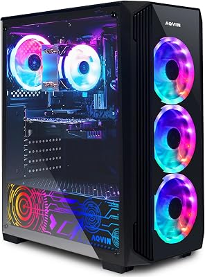 AQVIN Gaming ZForcre Desktop PC - AMD Ryzen 7 Processor Upto 4.10GHz, GeForce RTX 3050 6GB GDDR6 GPU, 32GB DDR4 RAM with 512GB SSD, HDMI, Windows 11 Pro - Black