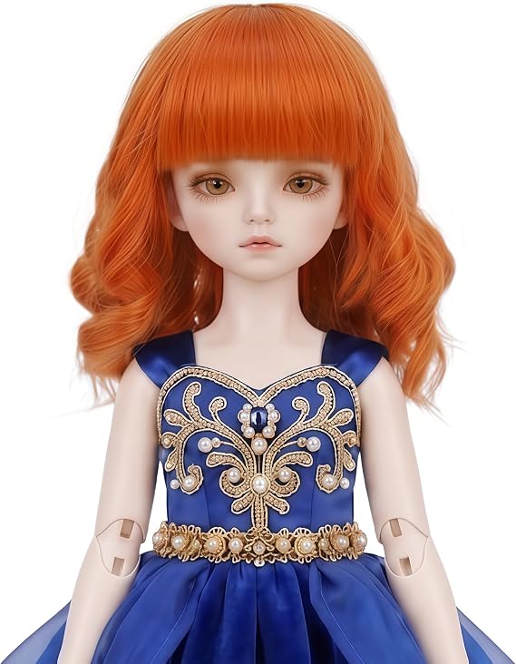 Miss U Hair 8-9 Inch 1/3 BJD Wig MSD DOD Pullip Dollfie Short Curly Carrot Orange Wig (KB14-T2735)