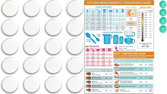 Qualsen Fridge Magnets and Kitchen Conversion Chart Magnet