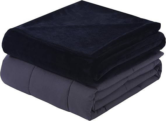 Dream Lab Plush 15lb Weighted Blanket with Removable & Washable Cover, Charcoal, 48" x 72"