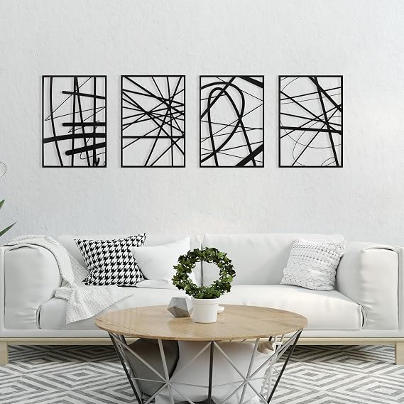 Art3dwallpanels Abstract Wall Art, Black Metal Single Line Wall Decor