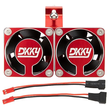 DKKY RC Motor Cooling Fan Heatsink 20000 RPM 54-58mm Ajustable Mount for ARRMA Axial 1/5 1/6 1/7 RC Models with 1717 5687 56113 2028 Motor (Red)