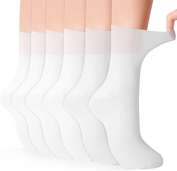 GRPSKCOS Men Crew Socks, 6 Pairs Non Binding Comfortable Socks Seamless Toe Extra Wide Sock Women Men Size 6-11