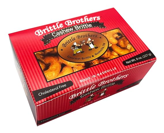 Brittle Brothers Cashew Brittle - 8 oz Gift Box - Gourmet Candy