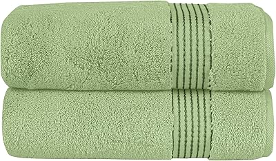 Elegant Comfort Premium Turkish Cotton 2 Pack Bath Towel Set - 27 x 54 inch, Luxurious Hotel Spa Quality 100% Turkish Cotton 2PC Bath Towel Set - Highly Absorbent - Soft Bathroom Towels, Sage