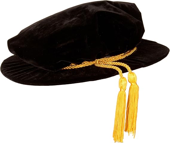 PhD/Doctoral Tudor Bonnet (Medium (Circumference less than 60cm), Black (Gold Cord))