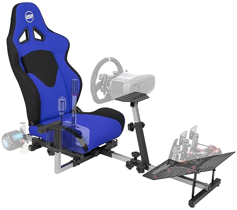 OpenWheeler GEN3 Racing Wheel Simulator Stand Cockpit. Blue Seat Compatible with Logitech G923 | G29 | G920 | Thrustmaster | Fanatec Wheels | Xbox One, PS4, PC Platforms