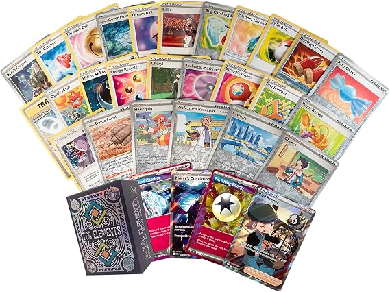 Pokemon Trainer Cards Bundle, 100+ Authentic Trading Cards with 2 Secret Rare or Full Art or Ace Spec, 10 Foil Cards, 90 Common/Uncommon, Protective Deck Box Included, Multicolor