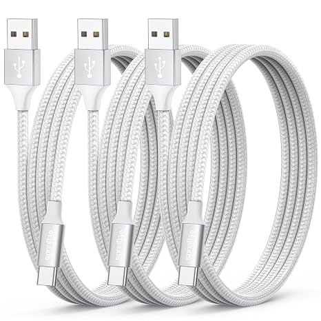 etguuds USB C Cable 3-Pack, USB A to USB C Charge Cable 3A Fast Charging Braided Type C Lead for iPhone 17/16/15 Pro, Samsung Galaxy S26 S25, Huawei,