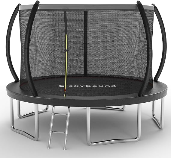 SkyBound Recreational Trampoline with Curved Poles-12ft 14ft 16ft Outdoor Trampoline with Enclosure Net for Kids & Adults, ASTM Safety Approved Heavy Duty Large Trampoline for Yard Garden Playground
