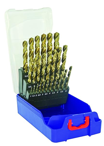 TIVOLY - Set of 25 HSS Cobalt 5% Metal Drill Bits - Occasional Drilling in Resistant Materials Such as Stainless Steel and Cast Iron - 1/25 to 17/32" in 1/50" Increments - Self-Centering Tip