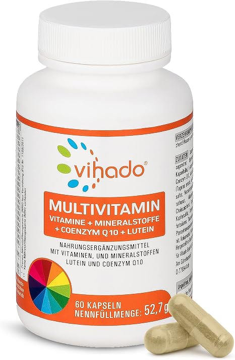 Vihado Multivitamin A-Z 26 Vitamine & Mineralstoffe hochdosiert mit Q10 und Zink 1 Kapsel/Tag (60 Kapseln)