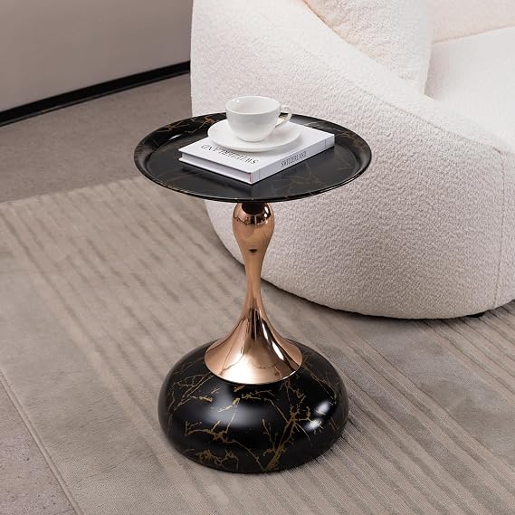 Black Modern Round End Table - Minimalist Pedestal Side Table Drink Table for Living Rooms, Bedrooms, Apartment, Small Spaces Multi-Purpose Decorative Table Minimalist Coffee Table