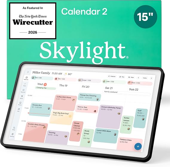 Skylight Calendar 2 15" Touchscreen Digital Calendar, Classic, Black