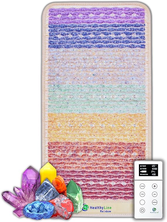 HealthyLine Rainbow Chakra Infrared Gemstone Heating Mat, Compact, 40 x 20
