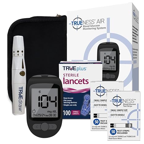 TRUENESS AIR Bluetooth Glucose Meter Kit with Testing Supplies
