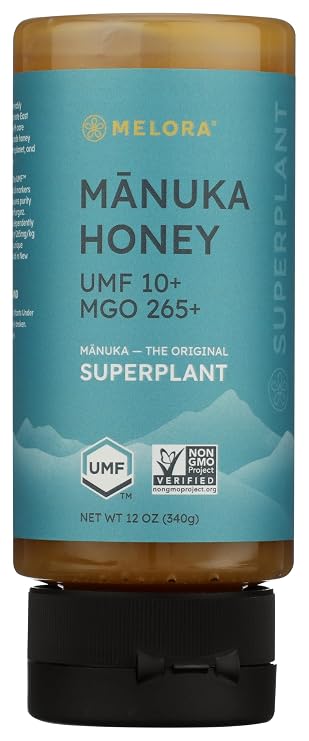 Melora Premium Raw Manuka Honey MGO 265+ (12 Oz) | Non-GMO, Gluten Free, Natural Prebiotic & Daily Wellness Support, From New Zealand, Traceable from Hive to Hand