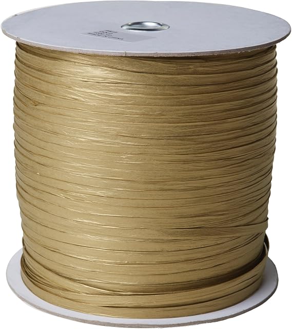 Jillson Roberts Bulk Eco Paper Raffia Ribbon, Gold, 1000 Yard Spool (BPR15)
