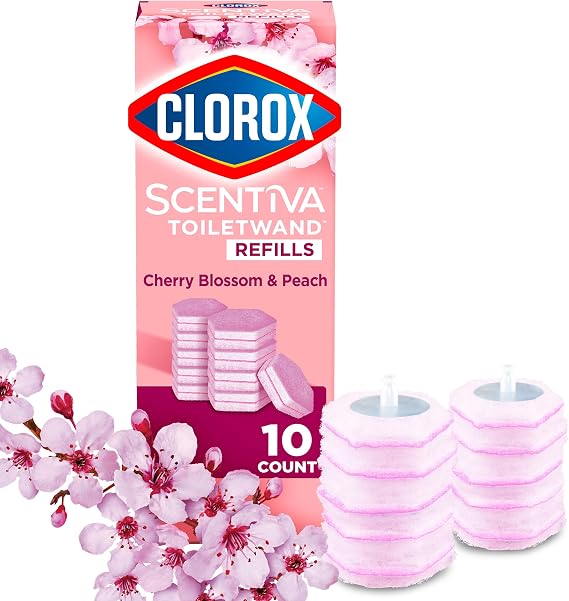 Clorox Scentiva ToiletWand Refills, Cherry Blossom and Peach, 10 Count