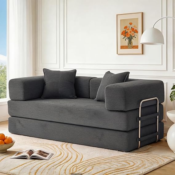 Vipbear Premium Boneless Couch, 63" L 5-in-1 Ergonomic 2 Seater Sectional Modular Versatile Sofa for Living Room, Gray