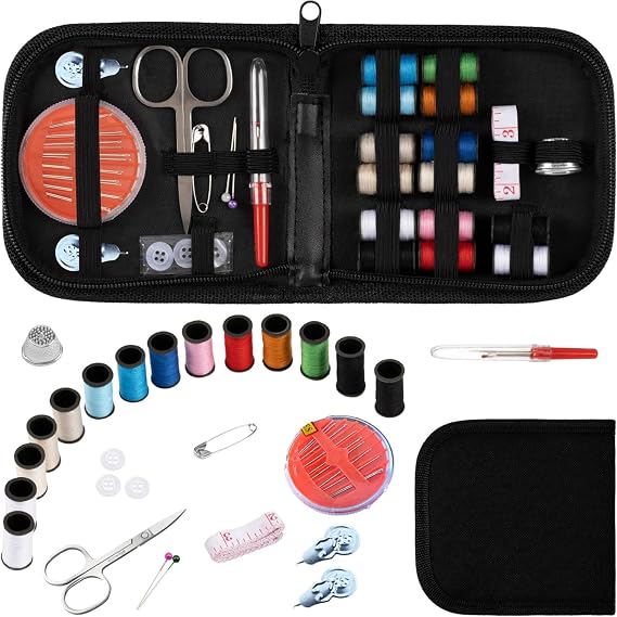 Dikiş Seti - Taşınabilir Mini Acil Durum ve Seyehat Dikiş Kiti | İplik, İğne, Makas, Mezura Dahil | Seyahat ve Ev Kullanımı İçin | Kadın & Erkek Hediye Seti (Set-3)