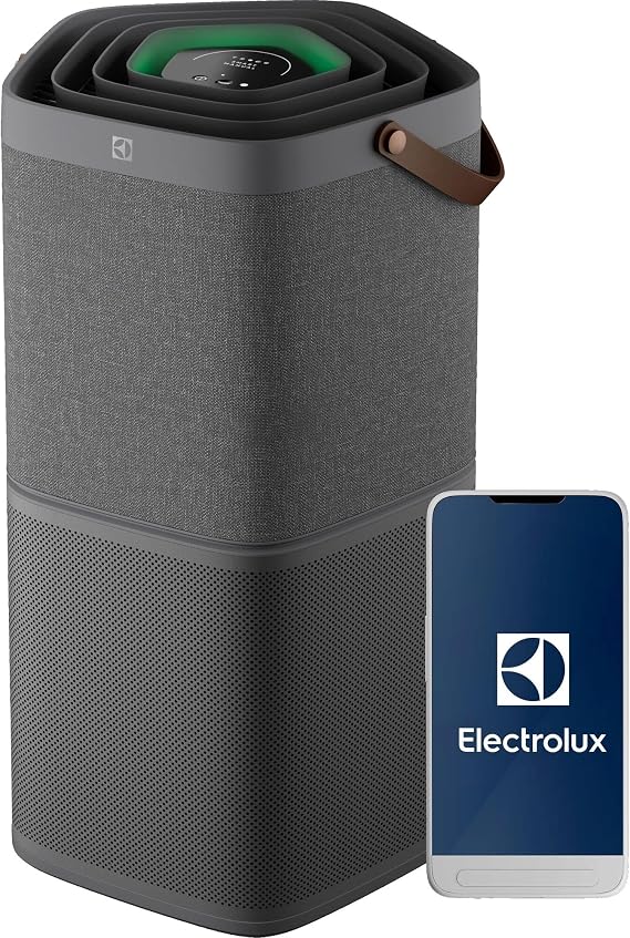Electrolux Pure 600 EPO60571DG Hava Temizleyici | 5 Aşamalı HEPA 13 Filtreleme, 360° Hava Girişi, Lazer Sensörlü Akıllı Hava Kalitesi İzleme, Sessiz Mod | Gri