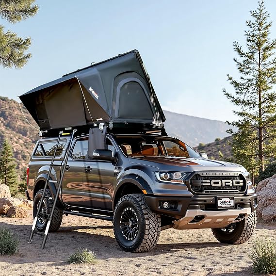 X-BULL Rooftop Tent Hard Shell,2-3 Person Roof Top Hardshell,Easy Set Up Pop Up,Blackout Privacy 4 Season, Waterproof UV-Resistant Aluminum for SUV,Jeep,Pickup Truck