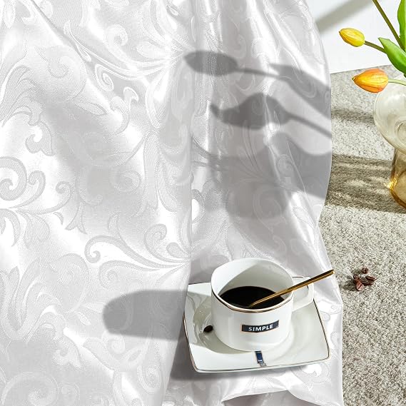 VACVELT White Jacquard Satin Fabric by The Yard, 60" Wide, 5 Yards