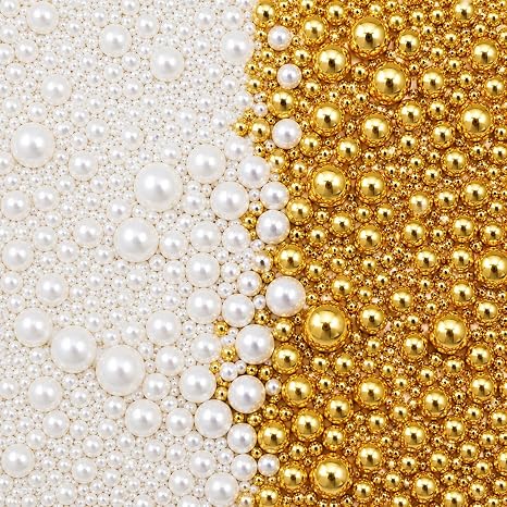 100 g Beads Cake Sugar Litter Pearl Sprinkles Mix Cake Sprinkles Topper White Sugar Litter for Desserts Cupcake Cookies Macaron Doughnut Sugar Sprinkle On Birthday Party (White Gold)