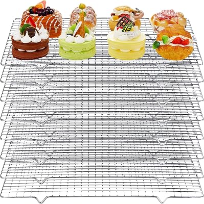 meekoo 8 Pieces Cooling Rack for Baking Cookie Cooling Wire Racks 16 x 10 Inches Cookie Rack Nonstick Baking and Cooling Grid for Cooking, Roasting, Grilling, Drying, Oven and Dishwasher Safe