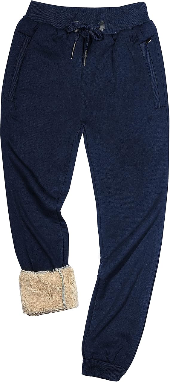Yeokou Mens Winter Warm Sherpa Lined Active Thermal Jogger Fleece Sweatpants Pant