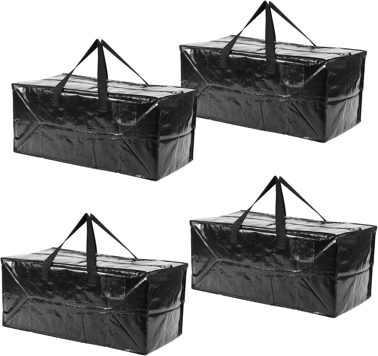Extra Large Moving Bags,Collapsible Storage Bins,Heavy Duty Tote,Oversized Packing Supplies with Strong Handles,Large Bags With Smooth Zipper,Storage Boxes Alternative Black,4Pack